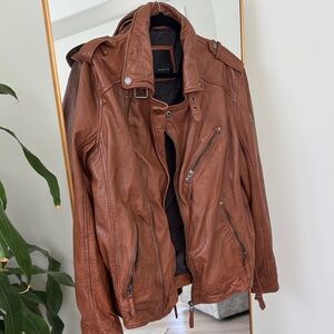 Men's Rustic Brown Leather Military Jacket